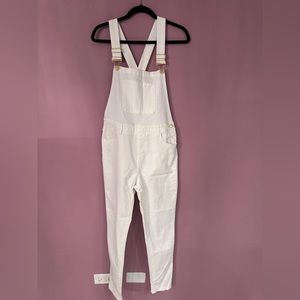 L white denim high rise skinny overall EUC